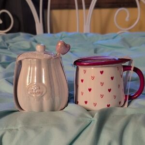 Set Of Lovely Honey Pot & Mug with Coaster Set Perfect For Valentine's Day